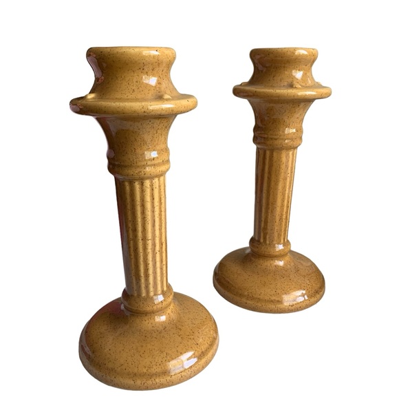 RARE VINTAGE PEDESTAL CLASSIC Royal Haeger Ceramic Pair Candlesticks - Picture 1 of 9